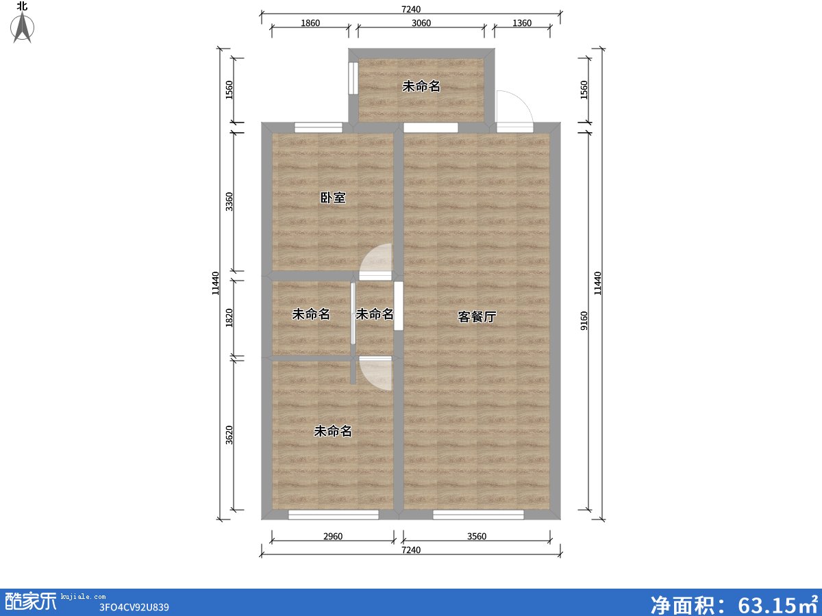 包頭方興山嶼湖2室2廳0衛(wèi)0廚81.00㎡戶型圖