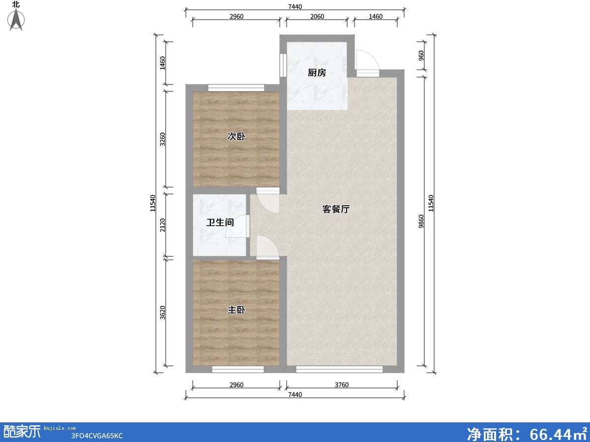 方興山嶼湖2室2廳1衛(wèi)0廚84.00㎡戶型圖