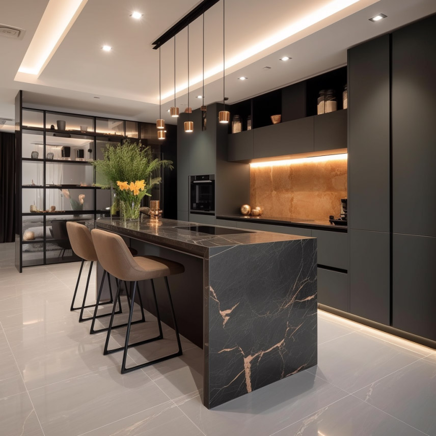 餐桌島臺一體化設(shè)計，別提有多香了