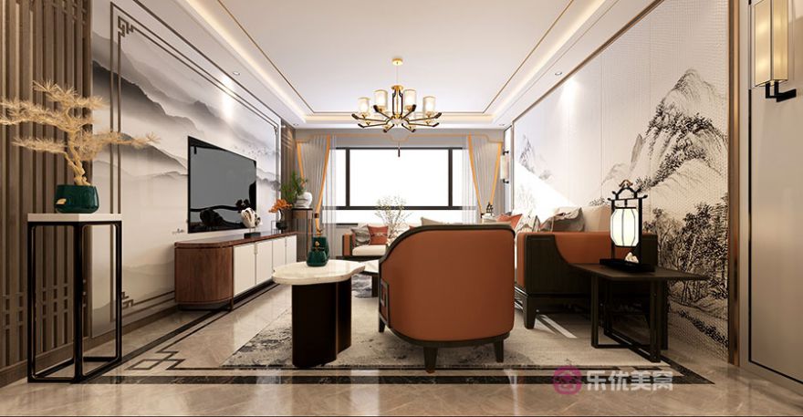 遠(yuǎn)洲大都匯140㎡中式風(fēng)格裝修效果圖